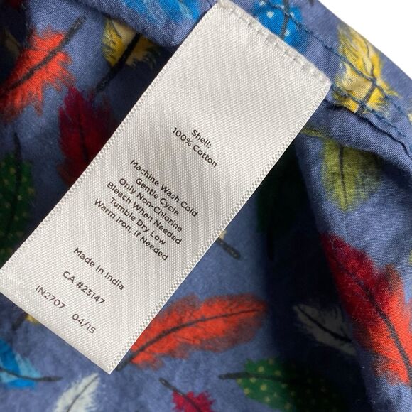Talbots Top Womens 1X Button Up Roll Tab Sleeve Shirt Feather Artsy Western Boho - Picture 10 of 11